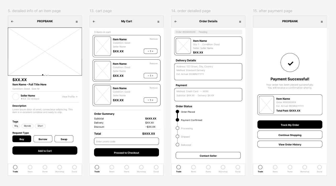 Buy mid-fi wireframe