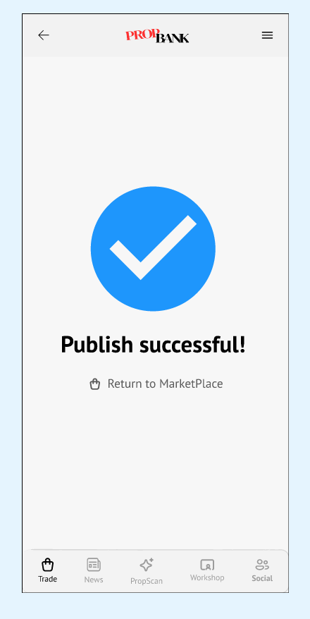 Sell - Publish Successful