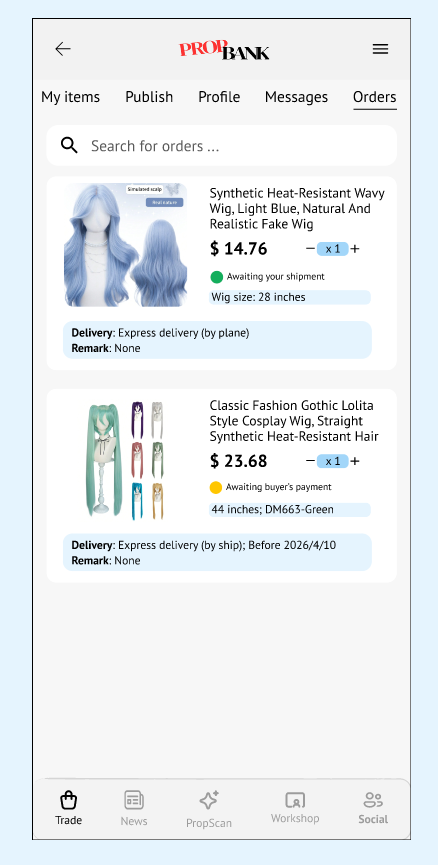 Sell - View My Orders